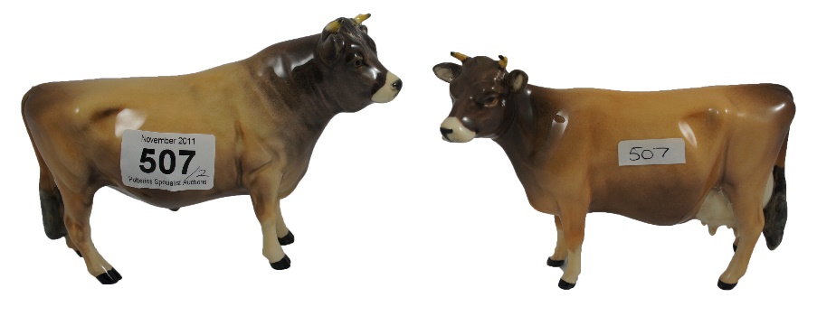 Beswick Jersey Bull 1422 and Cow 1592d6