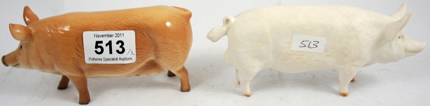 Beswick Boar 1453 White Matt and Royal