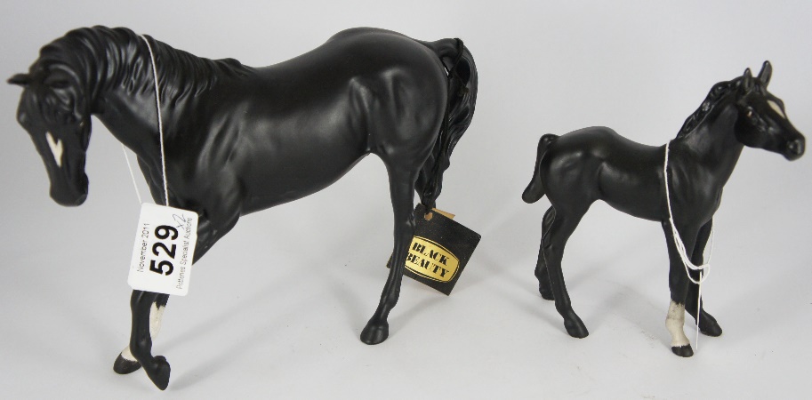 Beswick Black Beauty 2466 and Foal