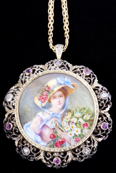 Gold and Gem Set Portrait Brooch