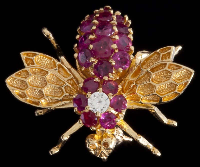 Ruby and Diamond Bee Broochrealistically