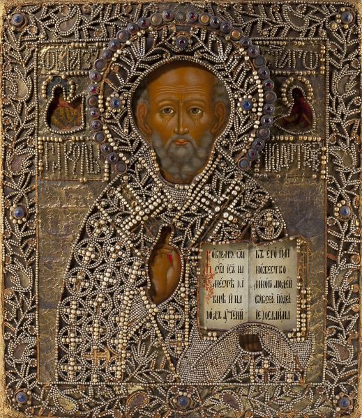 Antique Jeweled Russian Icon of 15bb93