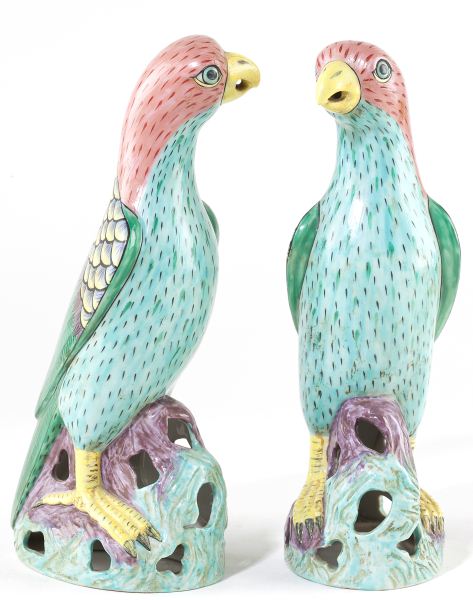 Pair of French Majolica Parrotsprobably 15bb8f