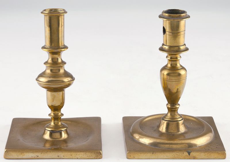 Two Continental Turned Brass Candlestickslikely 15bb99