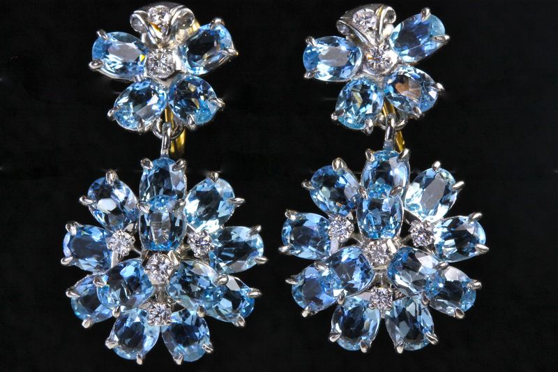 Aquamarine and Diamond Earrings