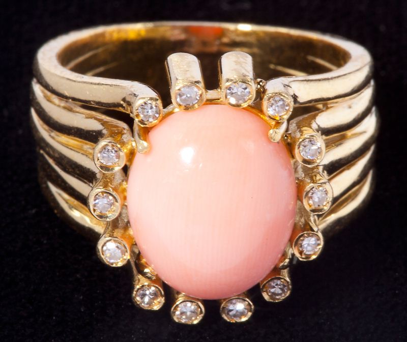 Angelskin Coral and Diamond Ringset 15bbc6