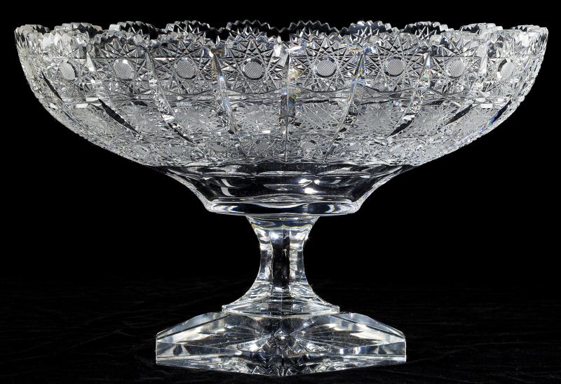 Exceptional Cut Glass Compoteoval