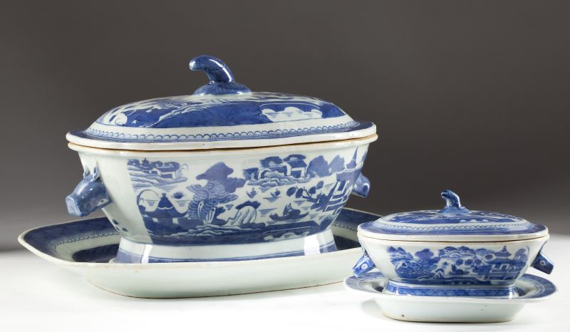 Two Chinese Canton Tureens & Underplatesoval