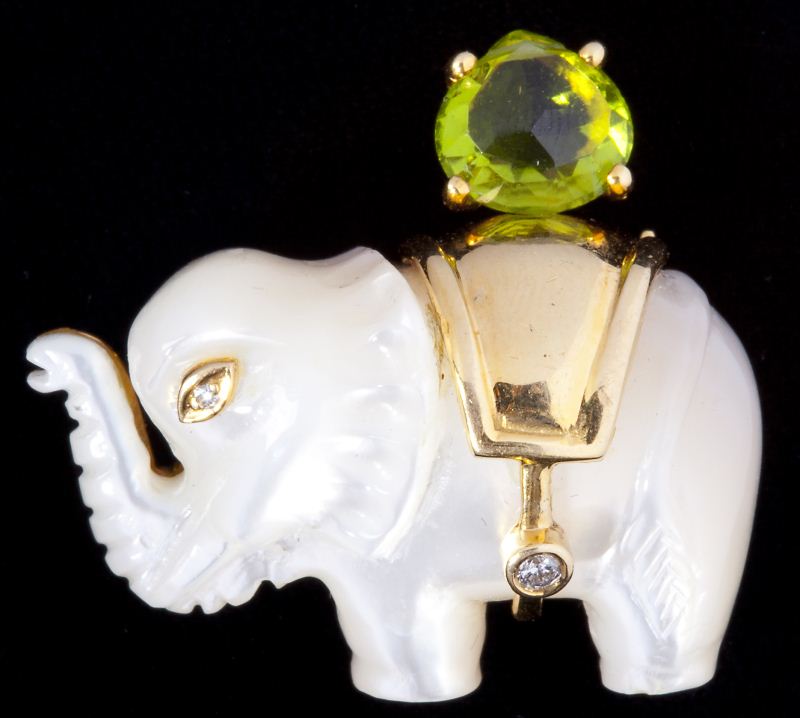 Diamond and Gem Set Elephant Pendant 15bc61