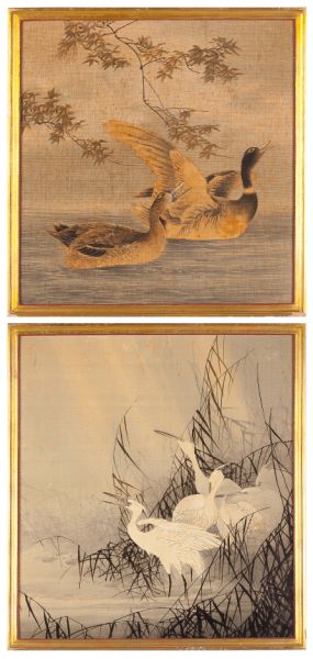 Two Japanese Yuzen Birodo Paintingsunsigned