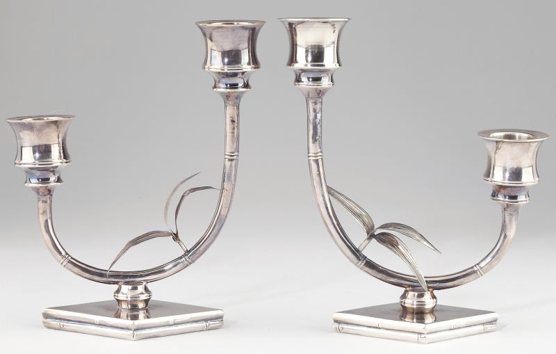 Pair of Japanese Sterling Candelabratwo-light