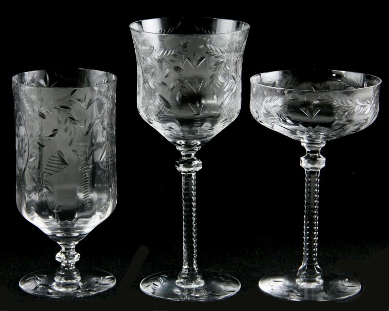 Set of Vintage Etched Glass Stemware(23)