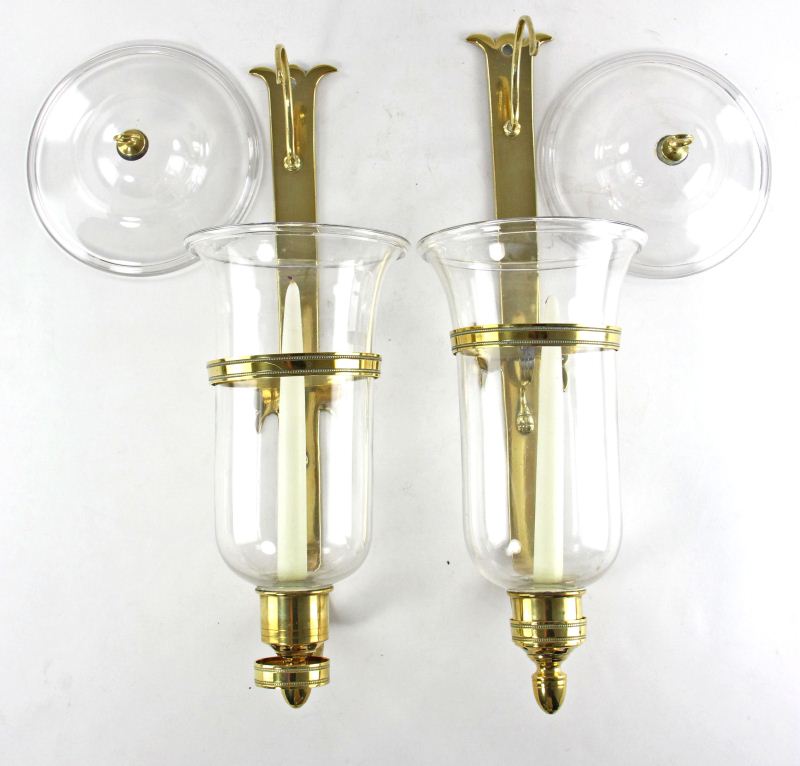 Pair of Brass Wall Sconcesfeaturing