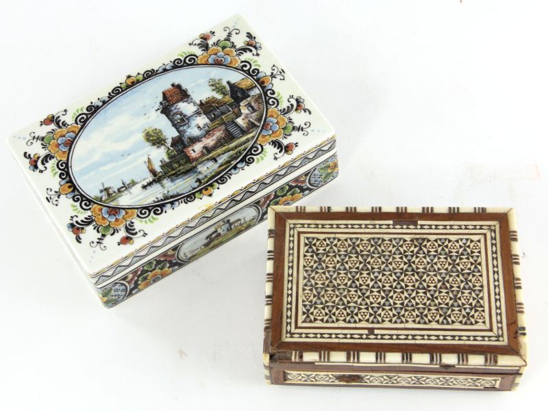 Two Dresser Boxesthe first a delftware