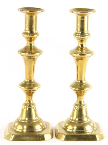 Pair of Brass Push Up Candlesticks19th