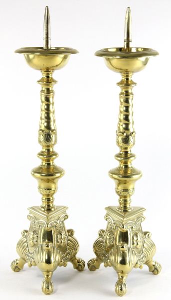 Pair of Cast Brass Pricket Form 15bf23