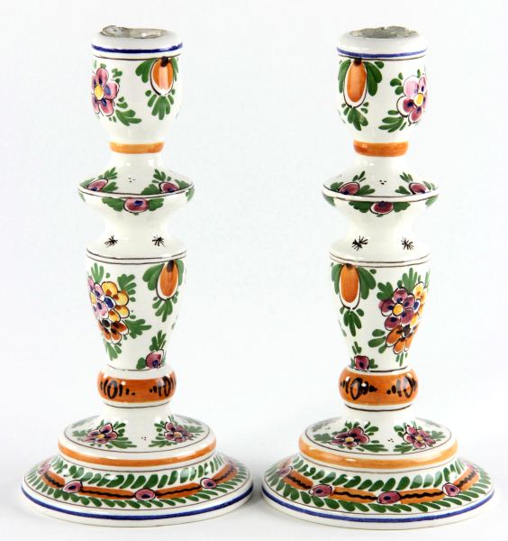 Pair of Delftware Candlestickseach