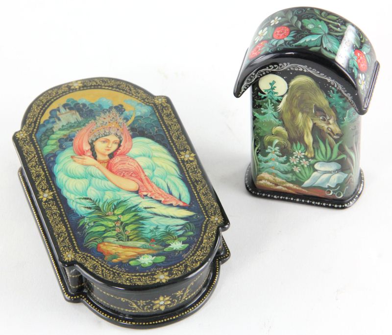 Two Russian Lacquered Boxesthe