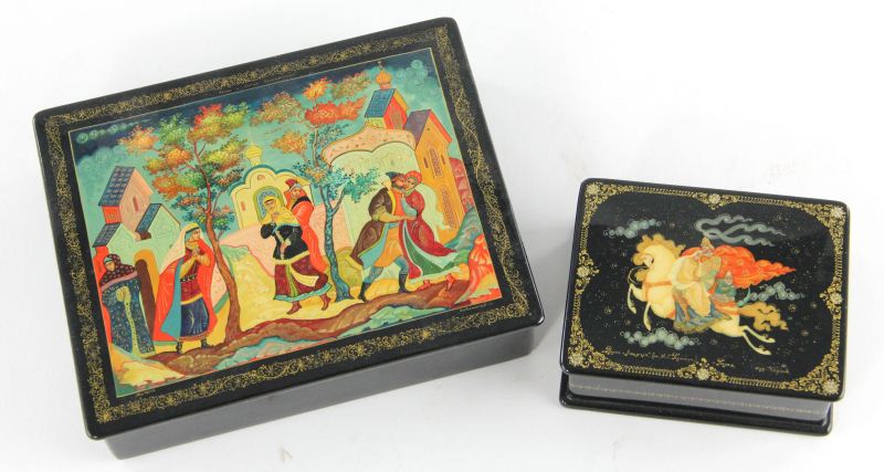 Two Russian Lacquered Boxesboth