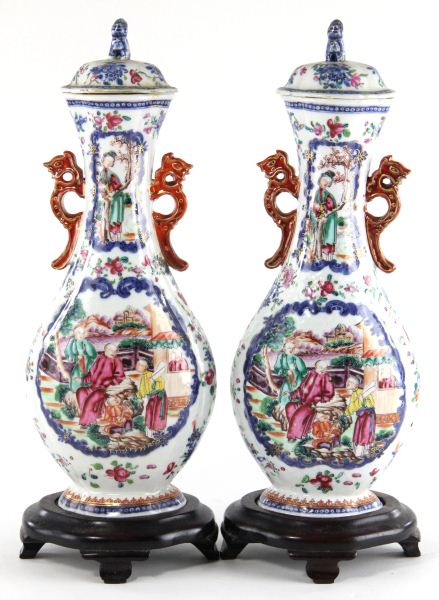 Pair of Chinese Rose Mandarin Lidded 15bf74