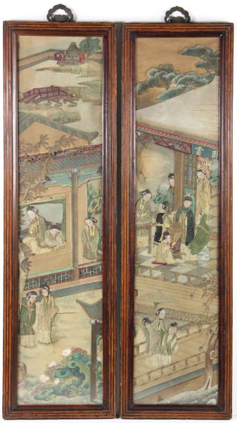 Pair of Chinese Needlework Panel