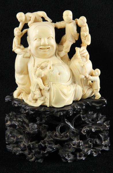Chinese Carved Ivory Budaithe corpulent 15bf76