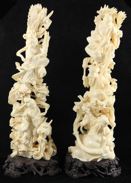 Pair of Chinese Ivory Carvingsboth