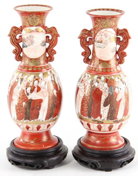 Pair of Japanese Baluster VasesKutani