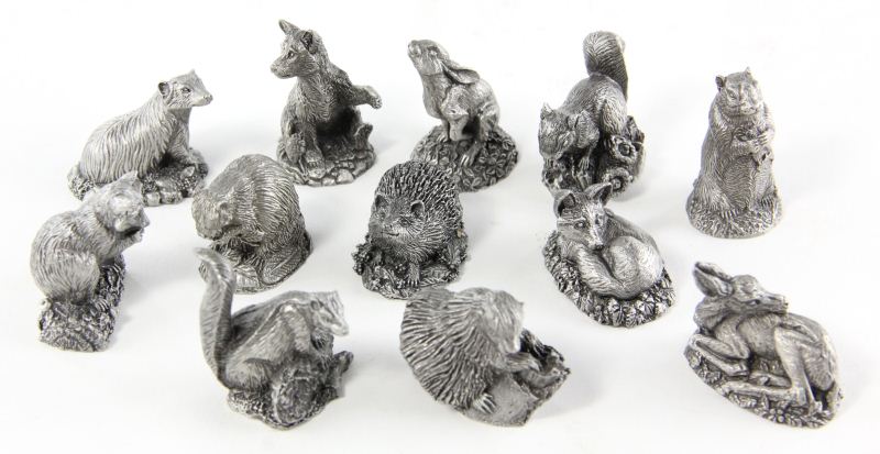 Collection of Twelve Pewter Animalsby