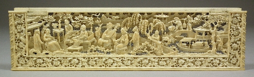 A Chinese ivory rectangular panel 15c024