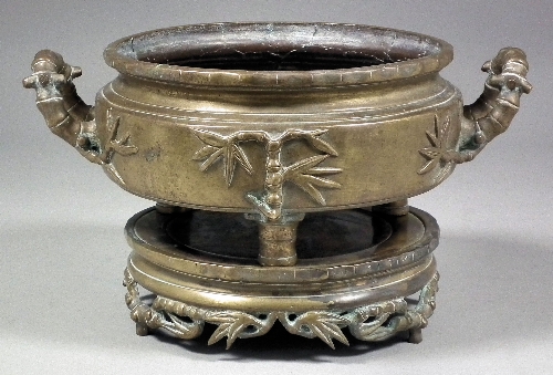 A Chinese bronze two-handled censer