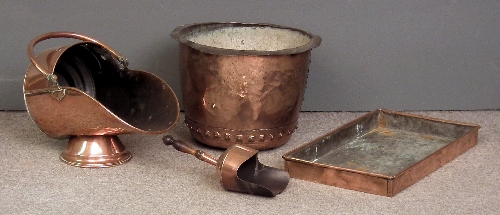 A Victorian copper copper with hammered