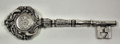 An Edward VII silver presentation key