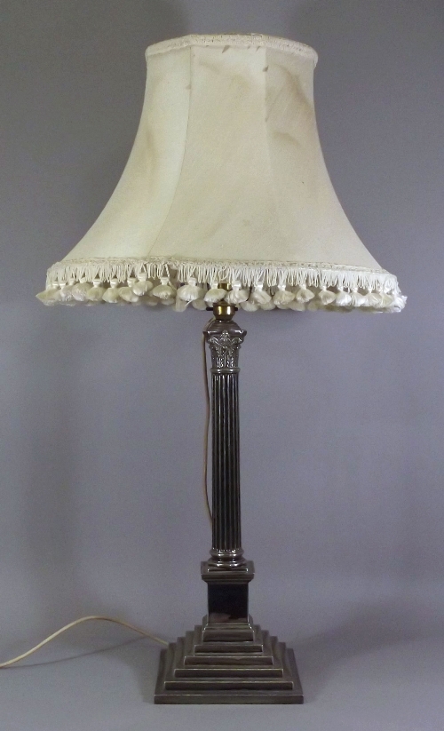 An English plated electric table lamp