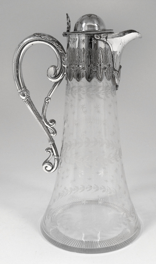 A Victorian etched glass cylindrical
