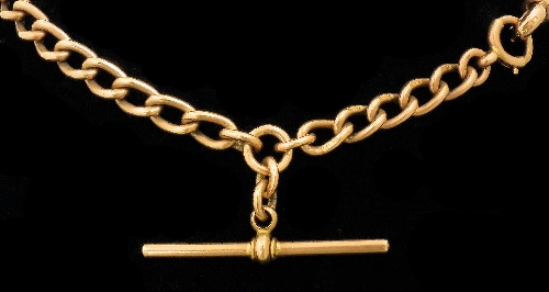 A 9ct rose gold chain link Albert 15c15a