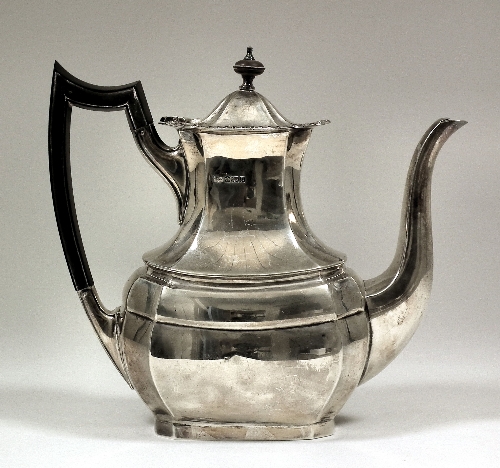 An Edward VII silver coffee pot of rectangular