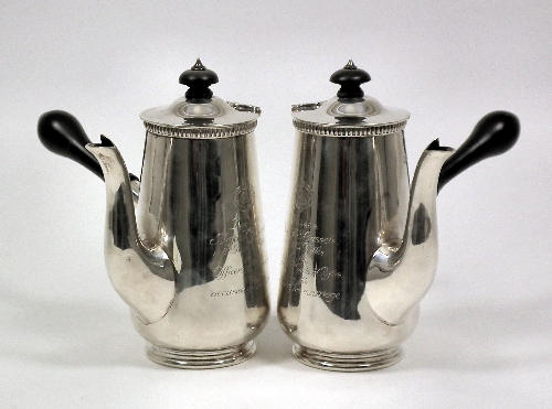 Two George V silver chocolate pots 15c223