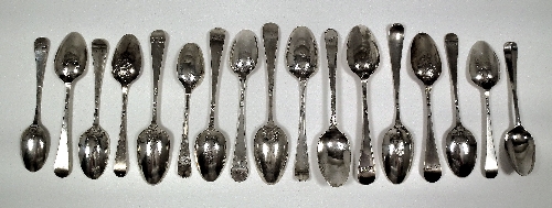 A collection of seventeen silver