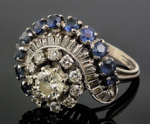 A 1950s 18ct white gold mounted