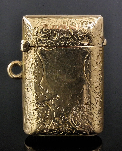 An Edwardian 9ct gold vesta case