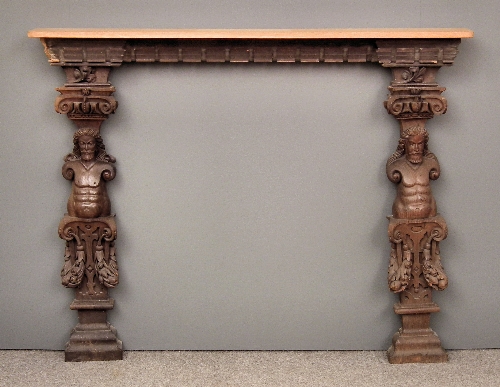 An oak fire surround with moulded 15c335