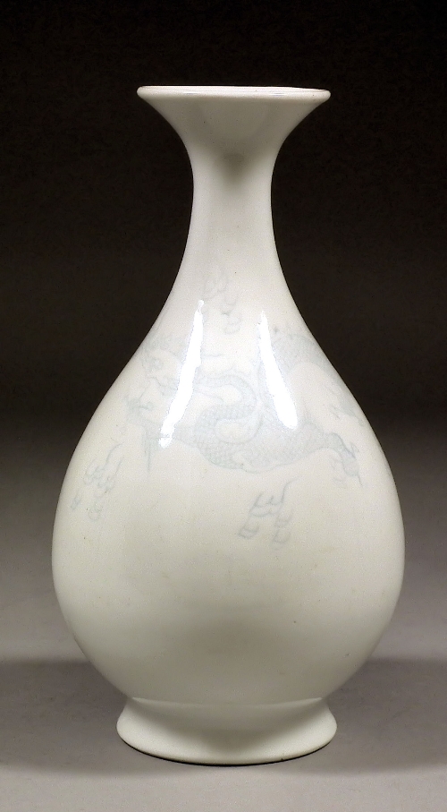 A Chinese white glazed and incised porcelain