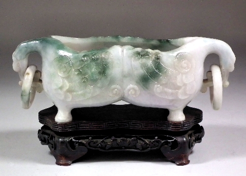 A Chinese green and white jadeite