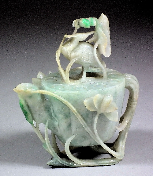 A Chinese green and white jadeite