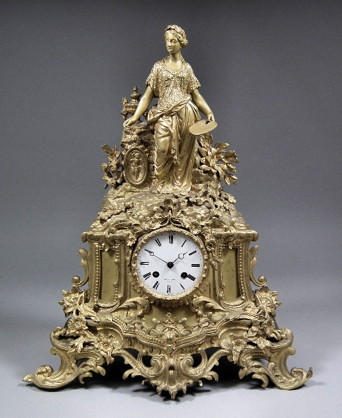 A 19th Century French gilt spelter cased