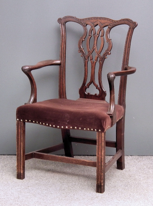 A mahogany armchair of Chippendale design