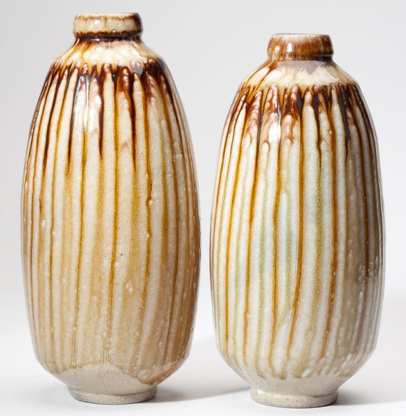 NC Pottery Pair Contemporary Vases 15c4f8