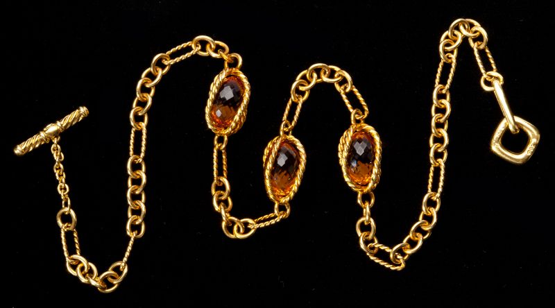 Gold and Citrine Fancy Link Necklace 15c547