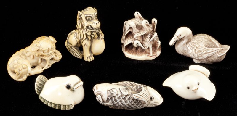 Group of Seven Animal Form Ivory